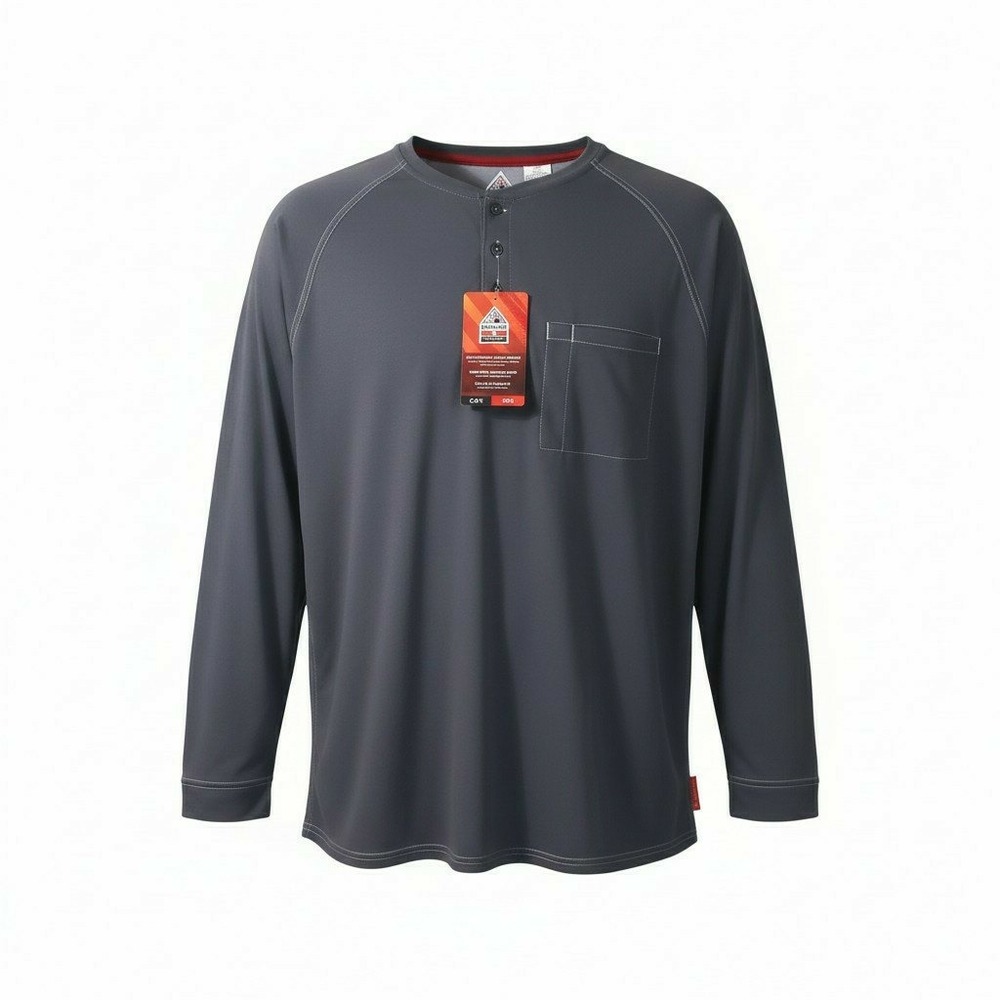 NWT Bulwark FR iQ Series Comfort Knit Long Sleeve Henley Shirt Gray XXL CAT2